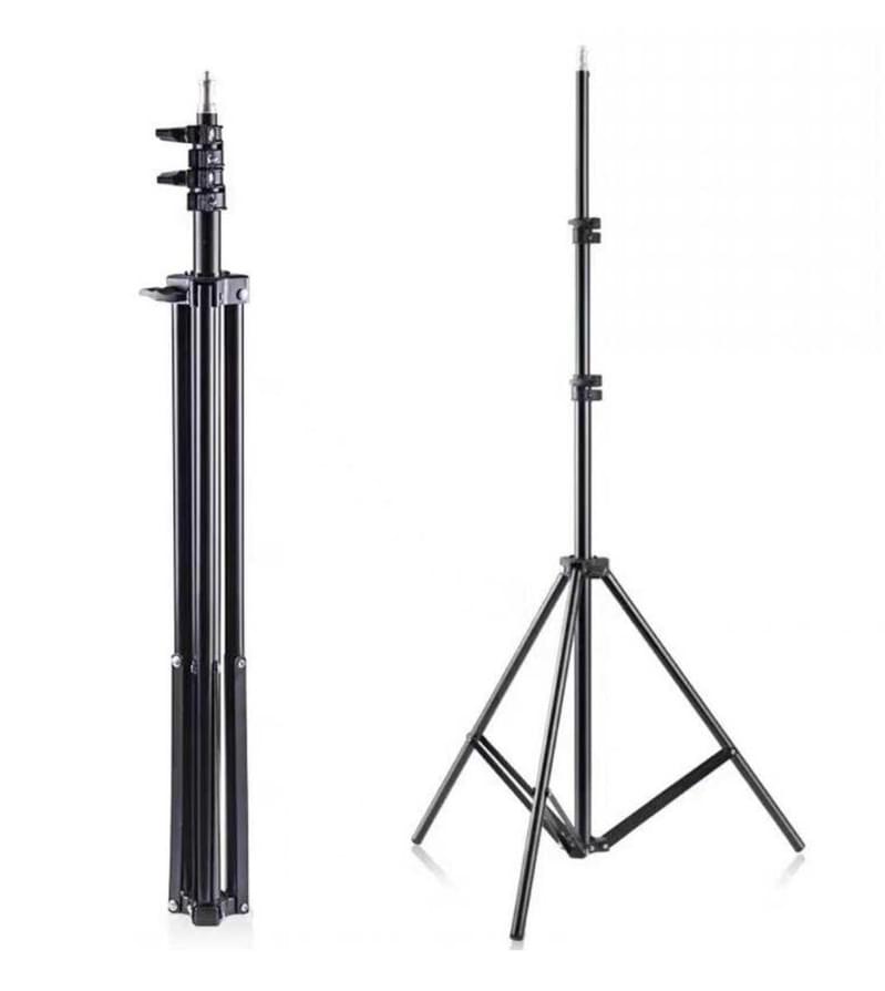 2.1米高立地式三腳架，可用來搭配桌上6寸10寸環形直播燈套裝直播自拍補光燈可調整高度座地三角支架可搭配任何標準相機固定孔自拍燈手機平板架視像線上會議補光美顏燈攝影自拍(AQX-STAND2100)